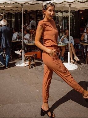 Albion jet-setter capped jumpsuit in dusty rose, discontinued!